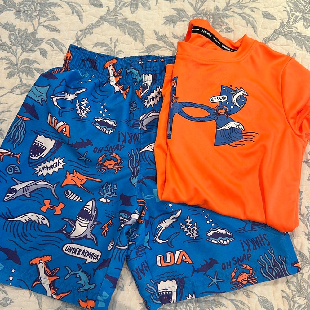 Boys Under Armour swimsuit and rashguard